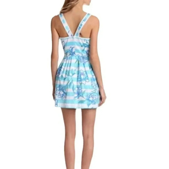 Lilly Pulitzer 0 dress Sandrine Shorely Blue tossing the line pearl fit‎ + flare - Picture 12 of 12